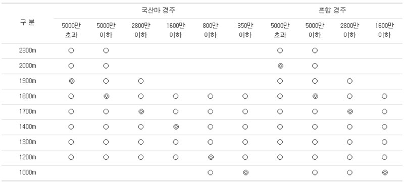 경마 기준거리 및 적성거리